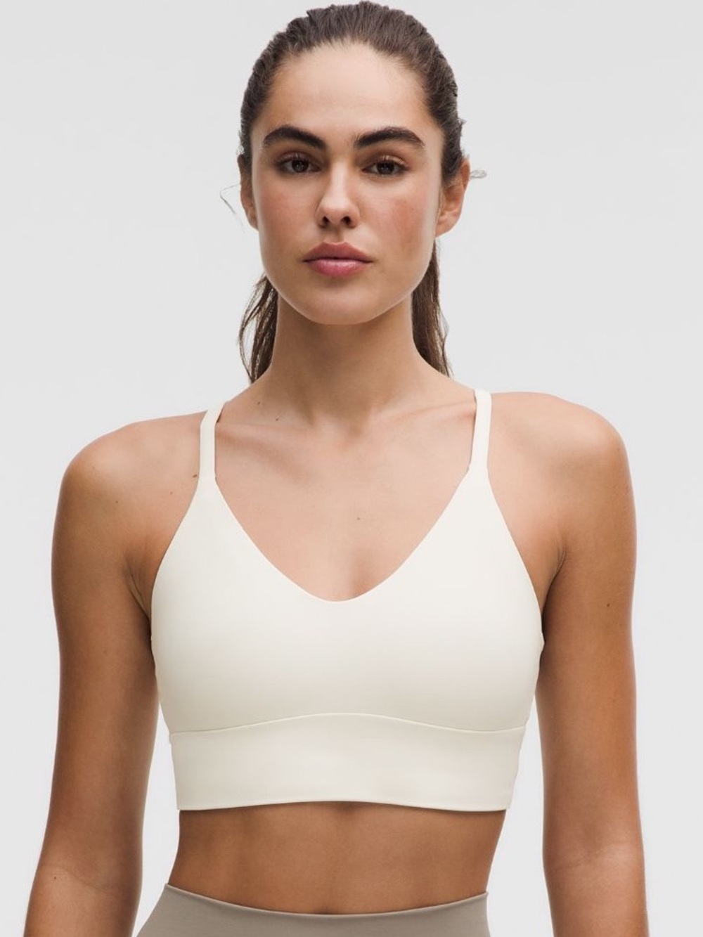 lululemon athletica V-Neck Longline Bralette in Cream